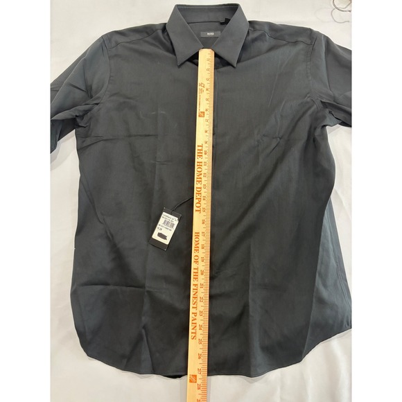 Hugo Boss Laurence Black Dress Shirt French Cuff Ribbed 16.5 32/33 NWT - Picture 8 of 12